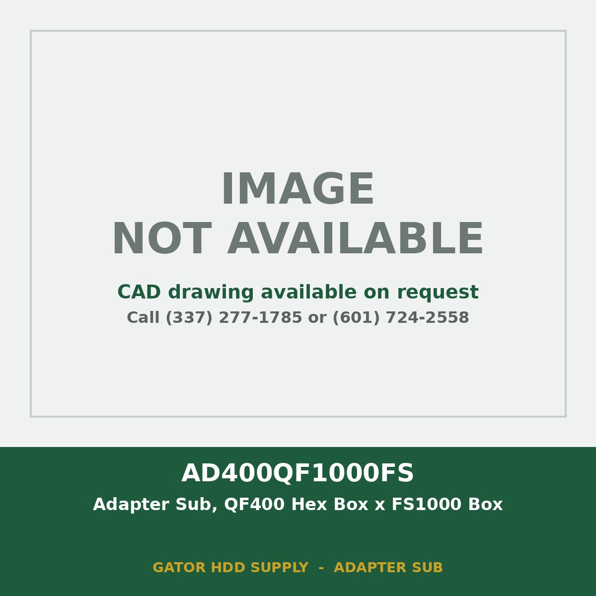 AD400QF1000FS Adapter Sub, QF400 Hex Box x FS1000 Box - image not available, CAD drawing on request