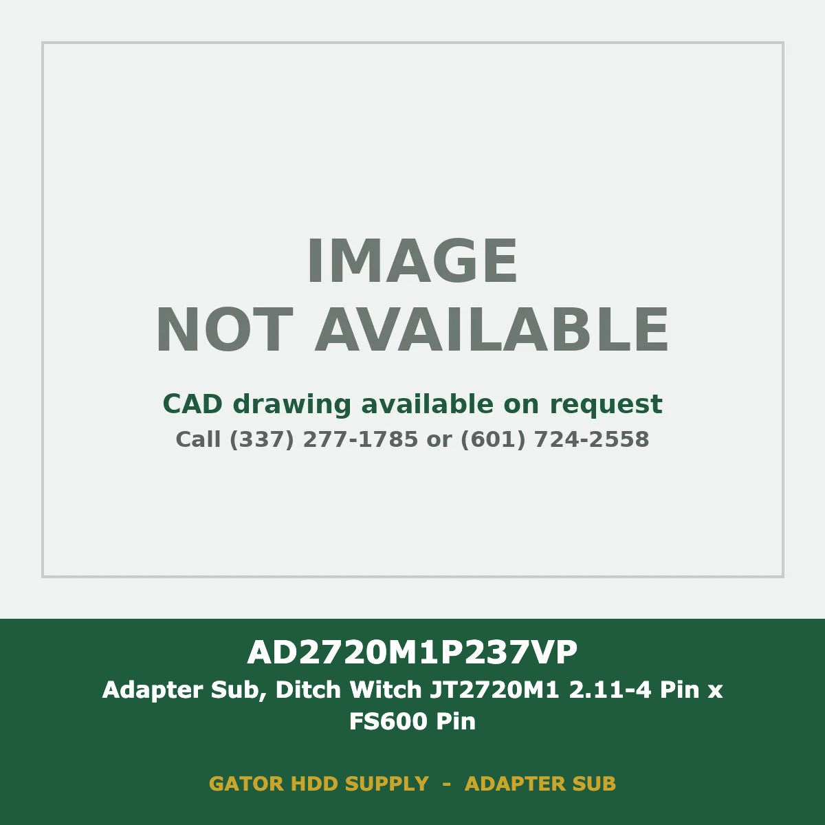 Adapter Sub, Ditch Witch JT2720M1 2.11-4 Pin x FS600 Pin