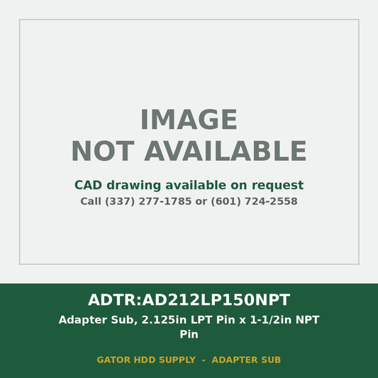 ADTR:AD212LP150NPT Adapter Sub, 2.125in LPT Pin x 1-1/2in NPT Pin - image not available, CAD drawing on request