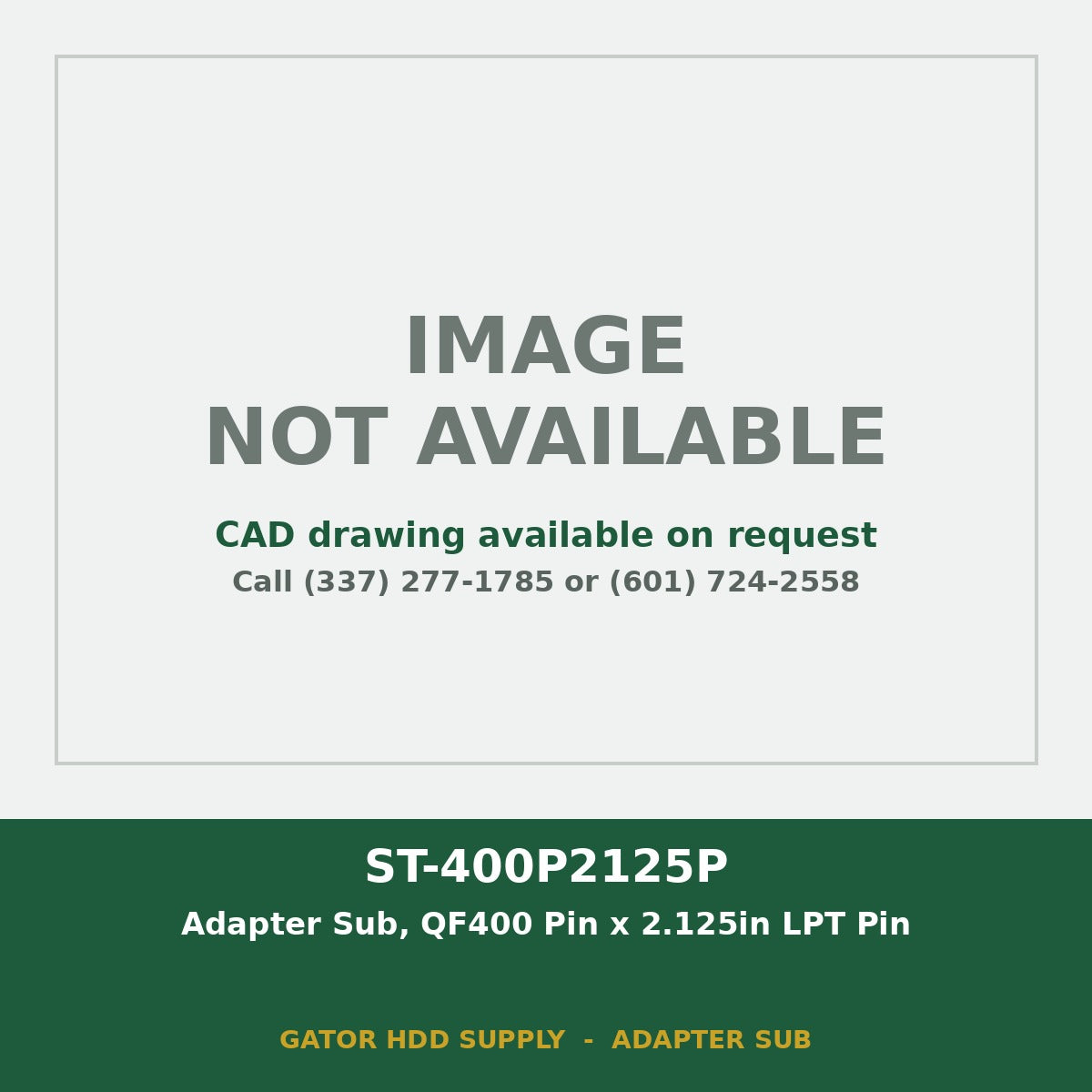 ST-400P2125P Adapter Sub, QF400 Pin x 2.125in LPT Pin - image not available, CAD drawing on request