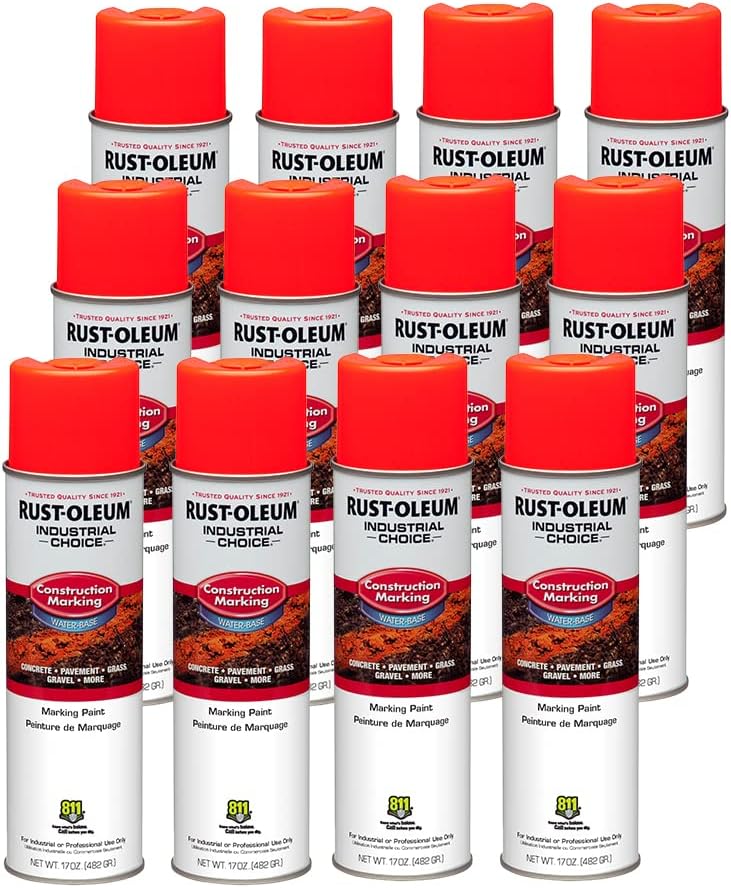 Rust-Oleum M1400 marking paint case of 12, Fluorescent Red-Orange 264699